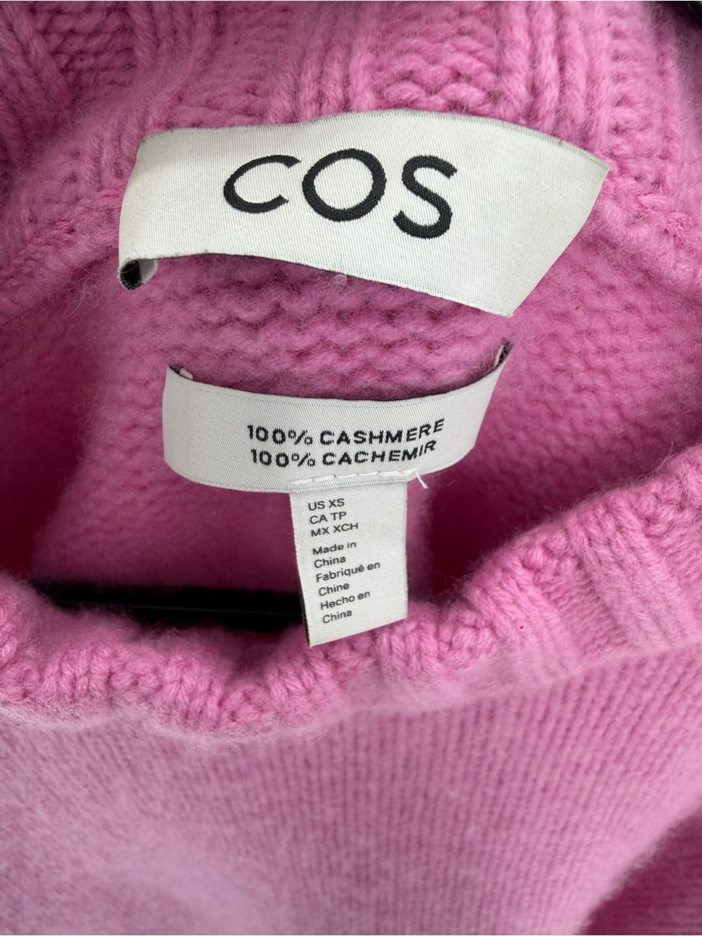 Cos Chunky Pure Cashmere Crew Neck Sweater In Pink - Picture 8 of 9